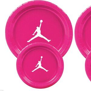 Custom shoe Girls Paper Party Plates Set, Hot Pink, 30 Count, Basketball Theme